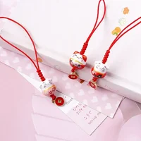Cute Cartoon Japanese Lucky Cat Keychain, Maneki Neko Trinkets, Phone Charms, Car Bag Pendant, Key Chain, Pray Keyfob, Couple Gi 2
