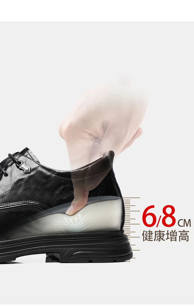 Neue Mann 6/8CM Plattform Kuh Leder Höhe Erhöhen Männer Schuhe Büro Business Hochzeit Kleid Aufzug Schuhe mann Lift Anzug Schuhe – Detail 6