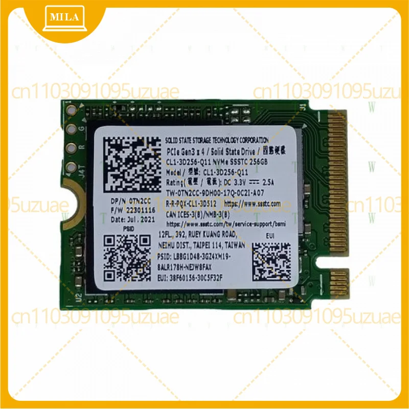 0TN2CC 솔리드 NVMe M.2 2230 SSD CL1-3D256-Q11 NEMe SSSTC 256GB 솔리드 스테이트 드라이브