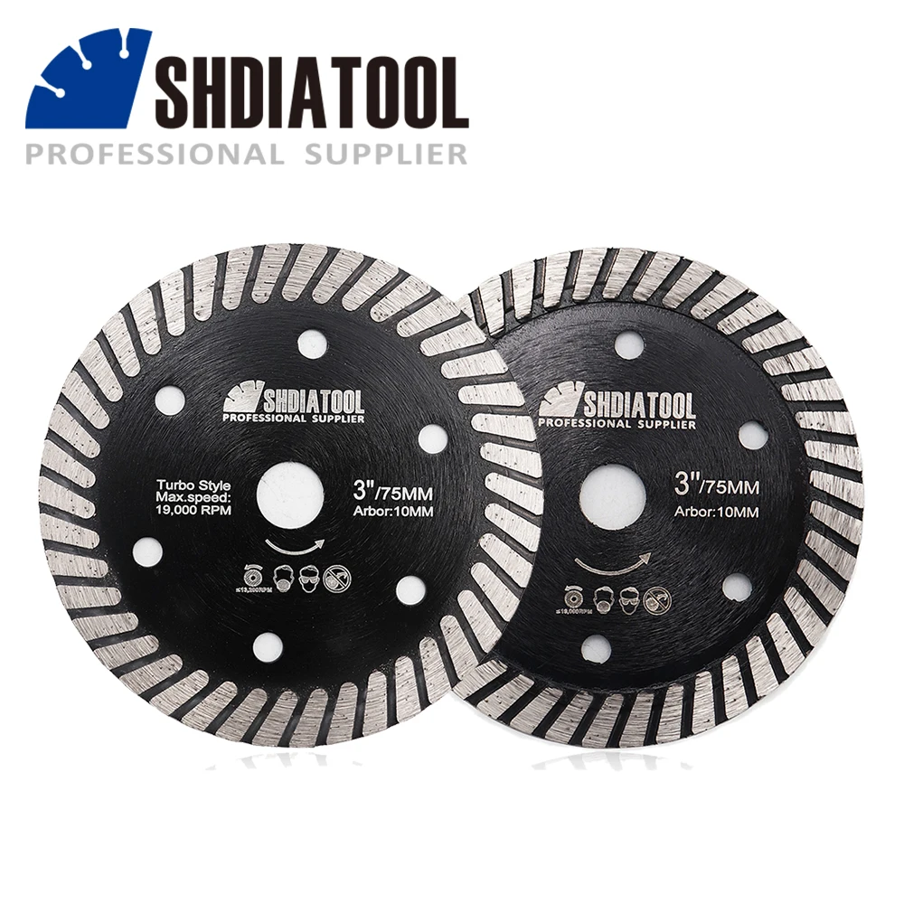 SHDIATOOL 1/2pcs Dia75mm Diamond Turbo Saw Blade Cutter Tile Ceramic