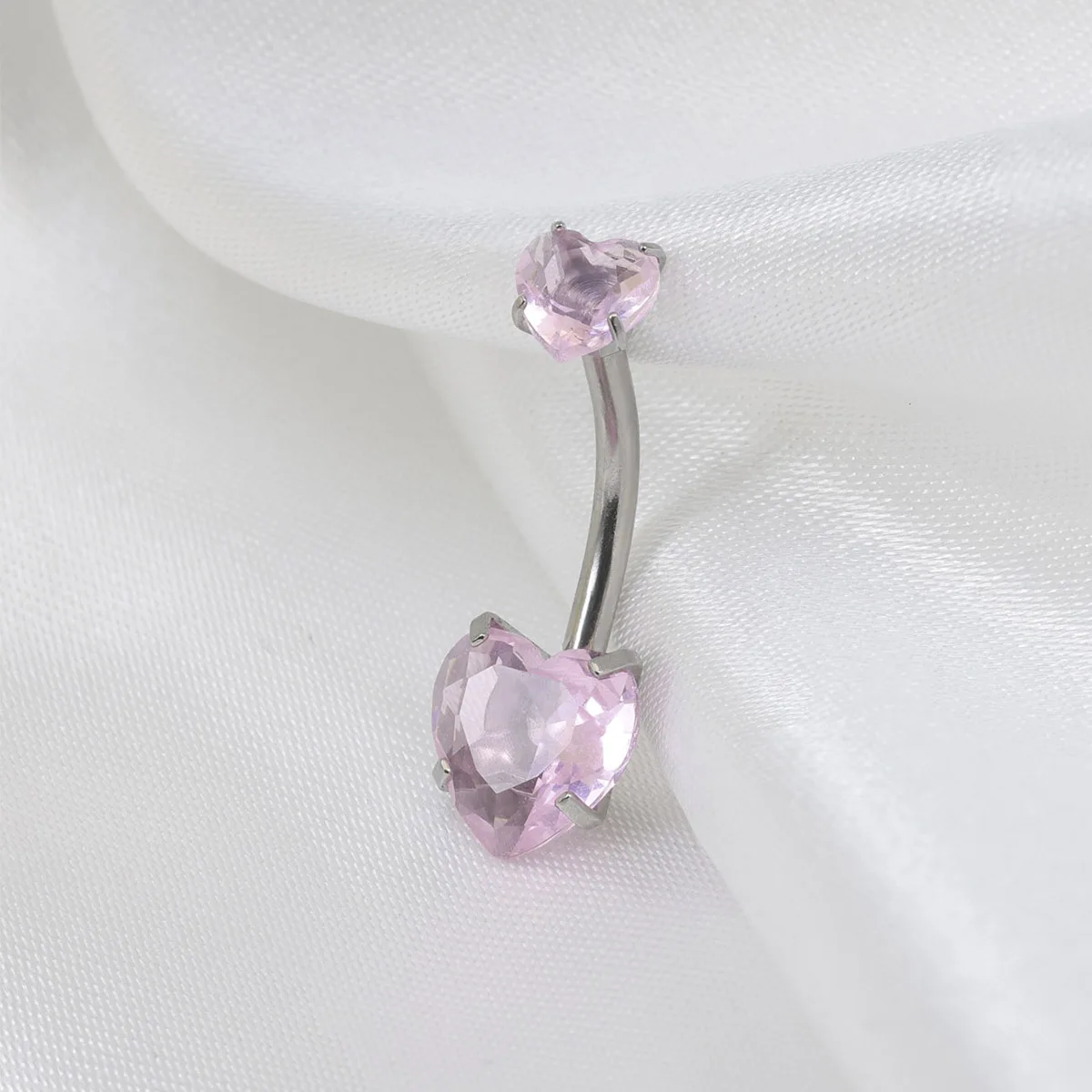 Piercing Jewelry Body Piercing Jewelry Body Jewelry Belly Button Piercings Surgical Steel Round Heart CZ Navel Belly Button Ring 14G Pink Purple White Zircon Belly Piercing for women