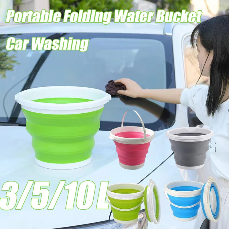 Folding bucket Car wash bucket 3L Folding Bucket Portable Folding Silicone Car Wash Outdoor Fishing Travel Bucket Home Storage Collapsible Household Items