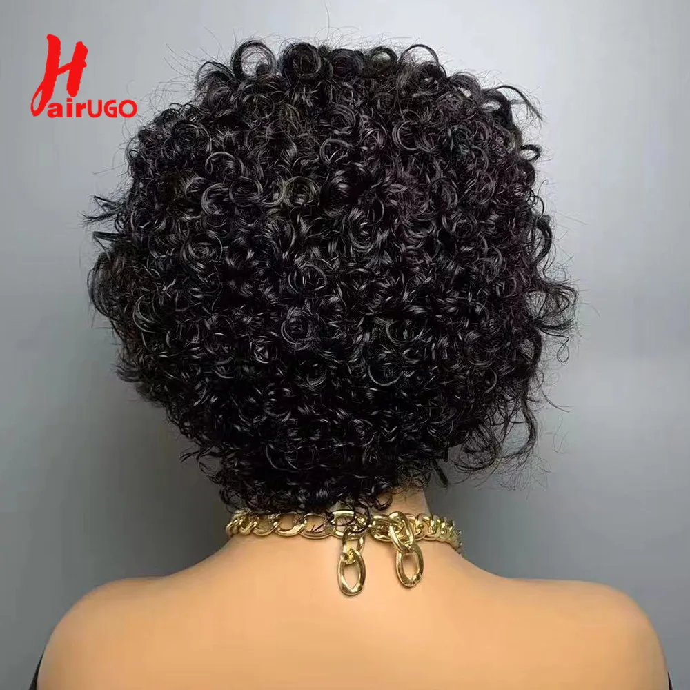 Krullend Pixie Gesneden Pruiken Menselijk Haar 12a Pixie Cut Kant Pruiken Transparant Kant Pruiken Pretokkant Frontale Human Hair Pruiken Hairugo