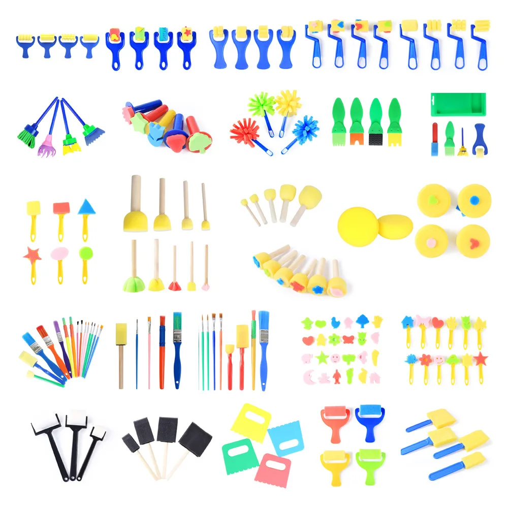 

Kids Drawing Toys Set DIY Sponge Painting Brush Sponge Stamp Stencil Seals Learning Educational Toys for Children Art Craft