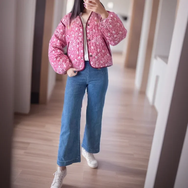 Women's Print Coat Quilted Reversible Long Sleeve Quilted Patchwork Jackets Single Breasted Autumn Vintage Streetwear