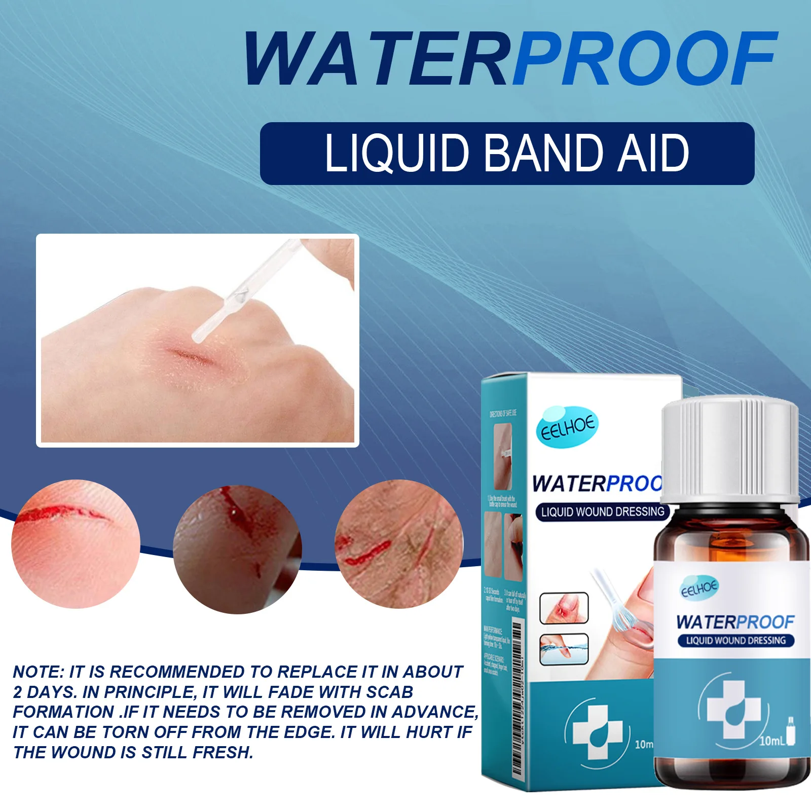 Liquid Wound Dressing Waterproof Liquid Wound Dressing Skin Liquid Bandage Glue for Scrapes Minor Cuts Wound Cleaning Invisible Repair Gel Plaster