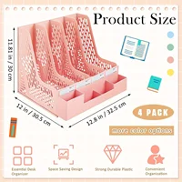 4 Packs Plastic Desk Organizer File Folder, Desktop Magazine Holder, Office File Sorter Rack, Vertical File Dividers 2
