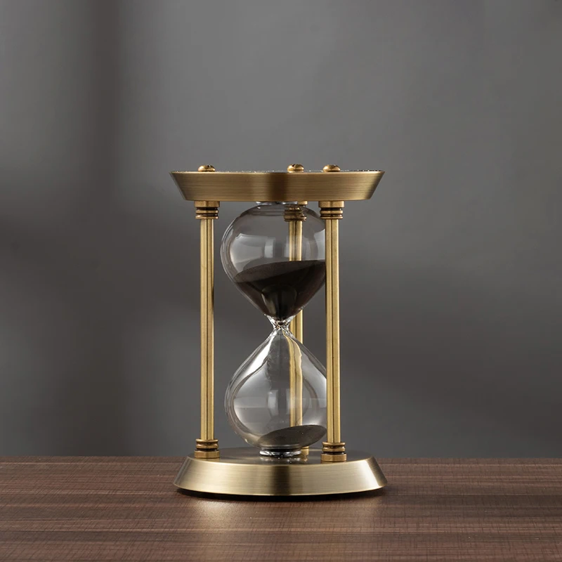 European Retro Metal Hourglass Sandglass Sand Clock Timer Living Room Office Desktop Decoration DIY Ornaments