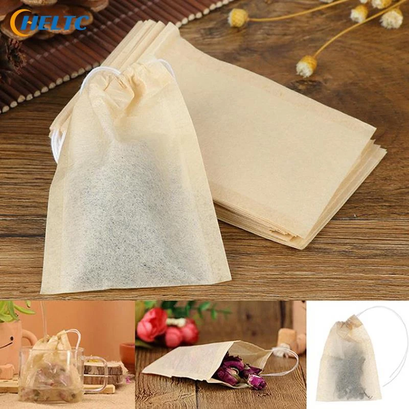 Bolsas de papel de filtro para té de hierbas, bolsitas vacías con cordón,  tamaño de 4, 10/100 unids/lote|Bolsas desechables de té| - AliExpress