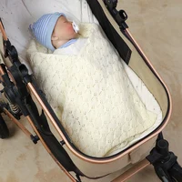 Tricot bébé couverture coton 90*70CM enfant en bas âge lange d'emmaillotage doux Plaid nouveau-né garçons infantile filles literie couette mode solide sac de nuit 4