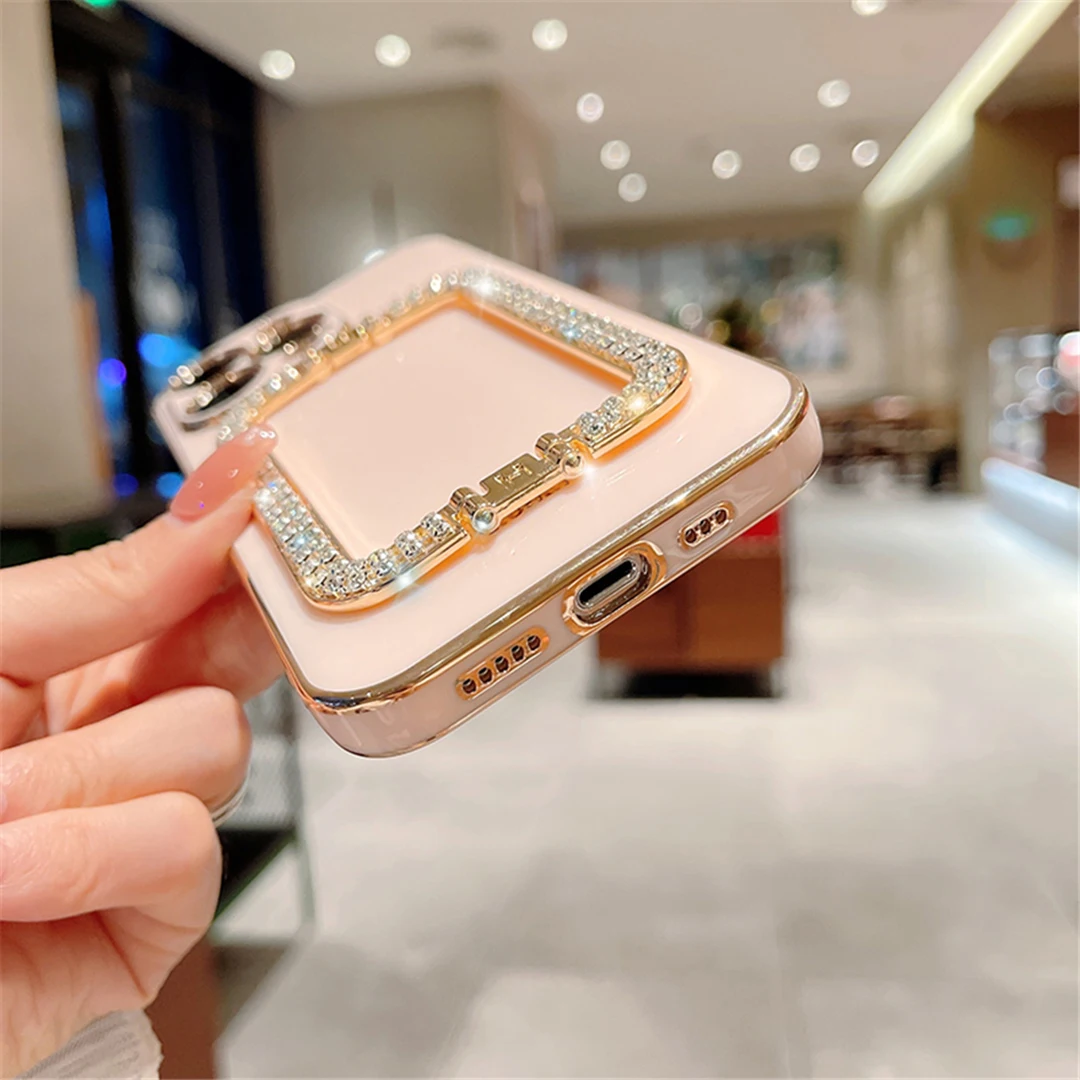 Silicone Phone Case With 3d Crystal Square Holder For Xiaomi_voghion.com