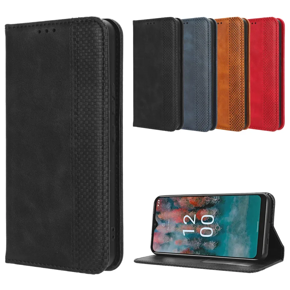 Luxury Retro Leather Wallet Flip Case with Magnetic Closure