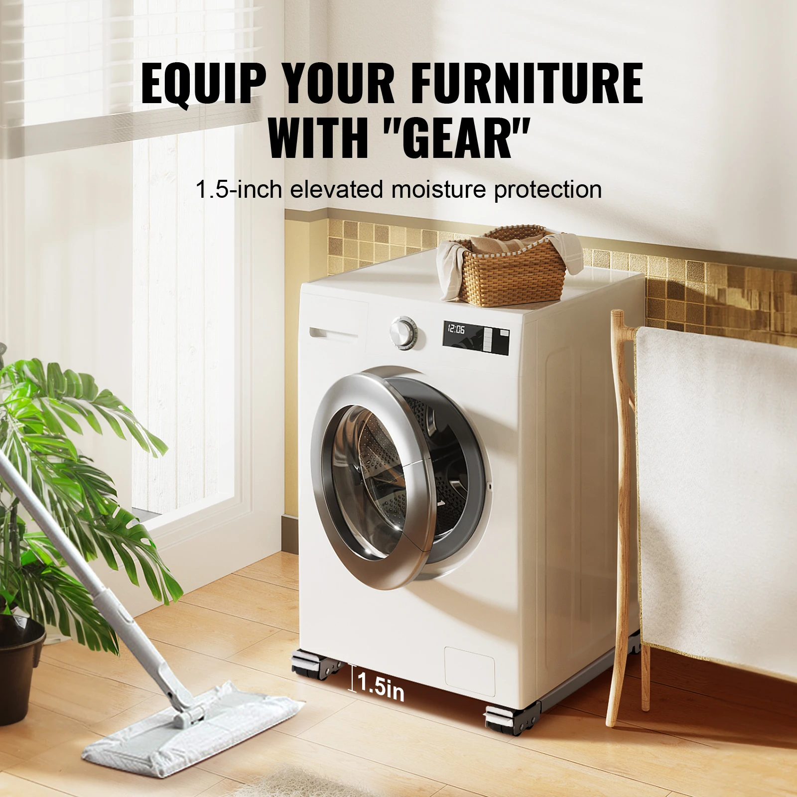 SucceBuy 660 lbs Adjustable Universal Washing Machine Stand Refrigerator Base Mount Mobile Roller Multifunctional Dryer Holder