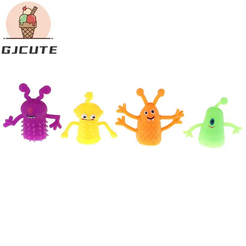 4Pcs/Set Novelty Plastic Cute Expression Hand Puppets Children Kids Finger Puppets Toy Parents Storytelling Props Christmas