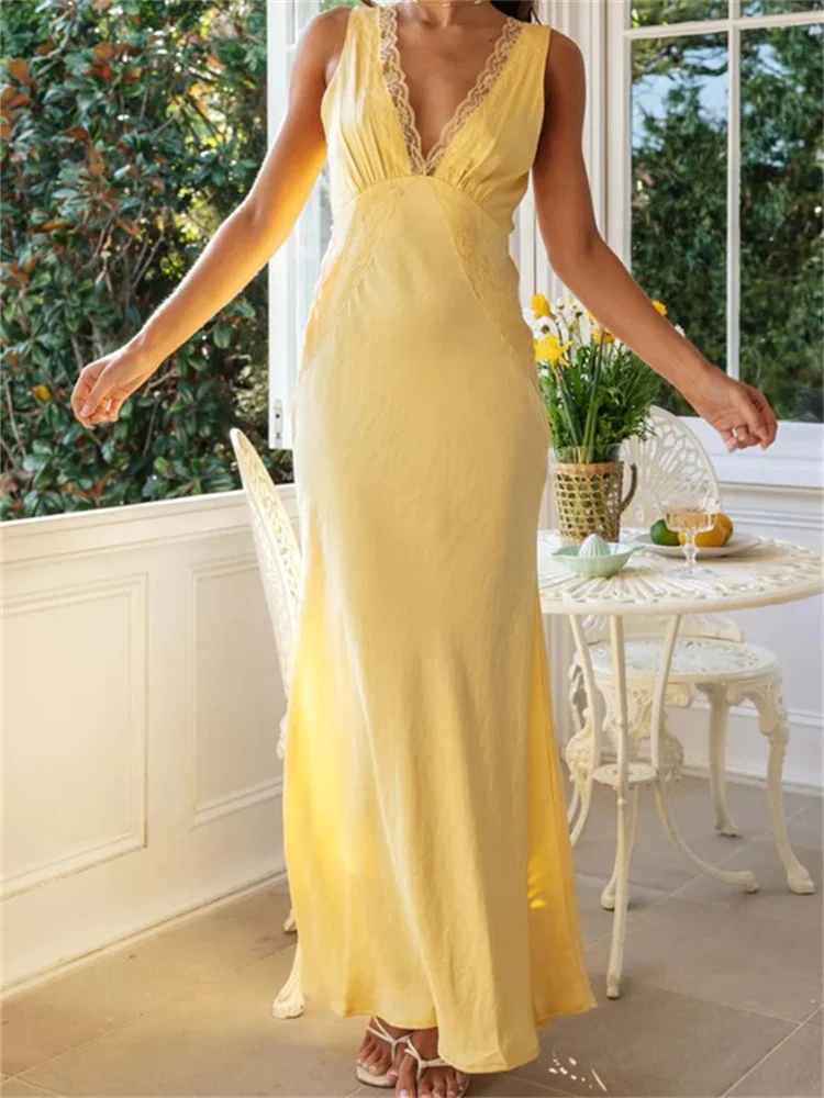 

Женское кружевное платье в стиле пэчворк CHRONSTYLE, без рукавов, с глубоким V-образным вырезом и открытой спиной, вечернее коктейльное платье для свадьбы, вечеринки, платья 2024