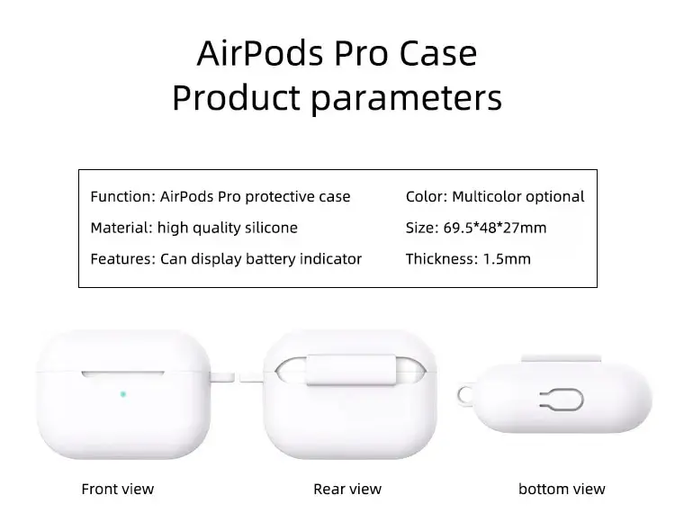 Per la custodia protettiva in silicone Airpods Pro, nuova custodia protettiva morbida per auricolare Bluetooth Apple in tinta unita