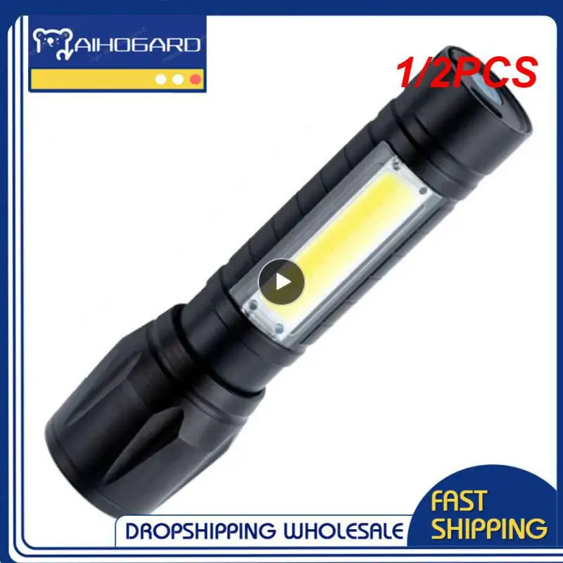 

1/2PCS Zoom Mini Led Flashlight XP-G Q5 Flash Light Lantern Portable rechargeable Glare COB Flashlight Outdoor Camping