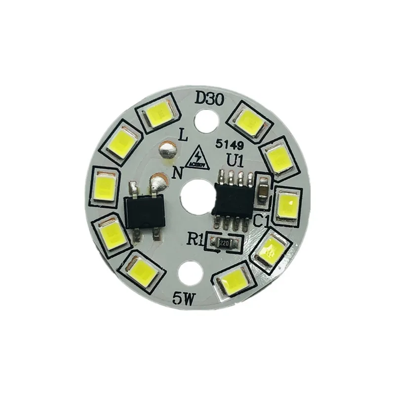 10개 AC220V LED 모듈 PCB 플레이트 2835 SMD 블루 램프 COB 칩 3w 5w 7w 9w 12w 15w 18w 스마트 IC 라이트 패널 220v 백색 6000-6500K