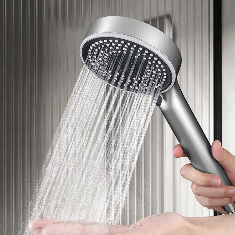 Upgraded Thickness 5 Modes Shower Head Rainfall High Pressure Round Black Showerhead Hand Bath Spa Faucets Bathroom Accessories