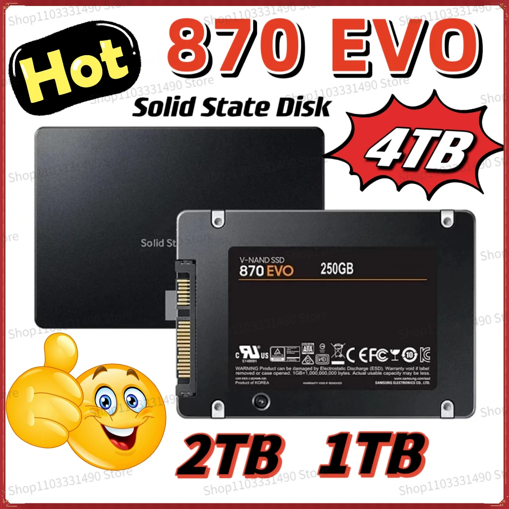 

4TB SSD 870 EVO Internal Solid State Drive Hard Disk 2.5 Inch Sata III 2TB SSD Drive Hard Disk For Microcomputer Desktop Laptop