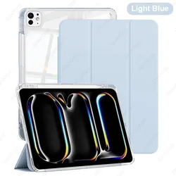 Enhanced Shockproof Slim Tablet Case with Pencil Holder and Auto Sleep/Wake Function, Featuring a Clear Hard Back Shell (Light Blue)