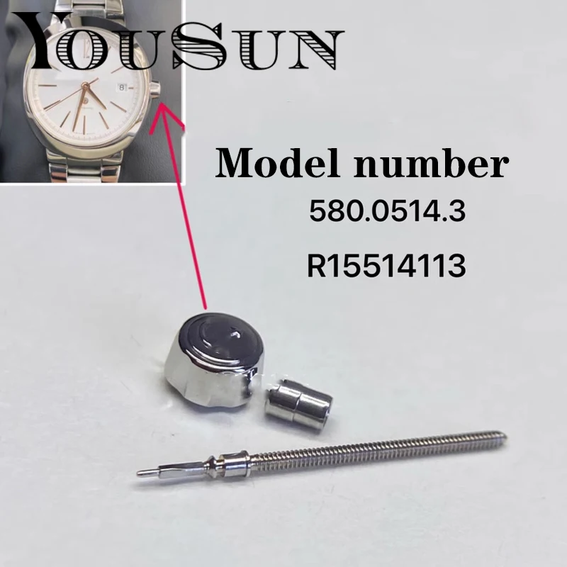 Per Rado D-Star 580.0514.3 R15514113 Accessori Corona Maniglia Testa Orologio