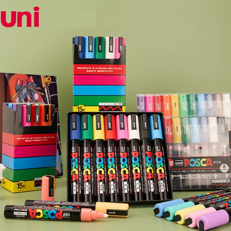 Uni Posa Paint Pennarelli Acrilici Plumones Drawing Graffiti Pen Set Pc-1M/3M/5M/8K/17K Per Rock Painting Ceramic Fabric Canvas