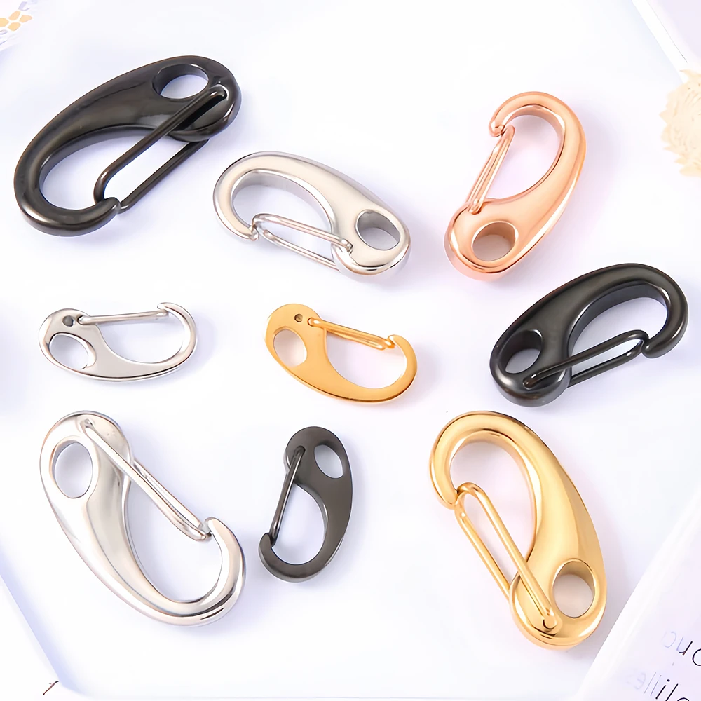 3 Stück Karabinerhaken aus Edelstahl, D-förmige Schlüsselanhänger-Anschlüsse, Teile für Armband, Halskette, Kette, DIY-Schmuckherstellung – Detail 2