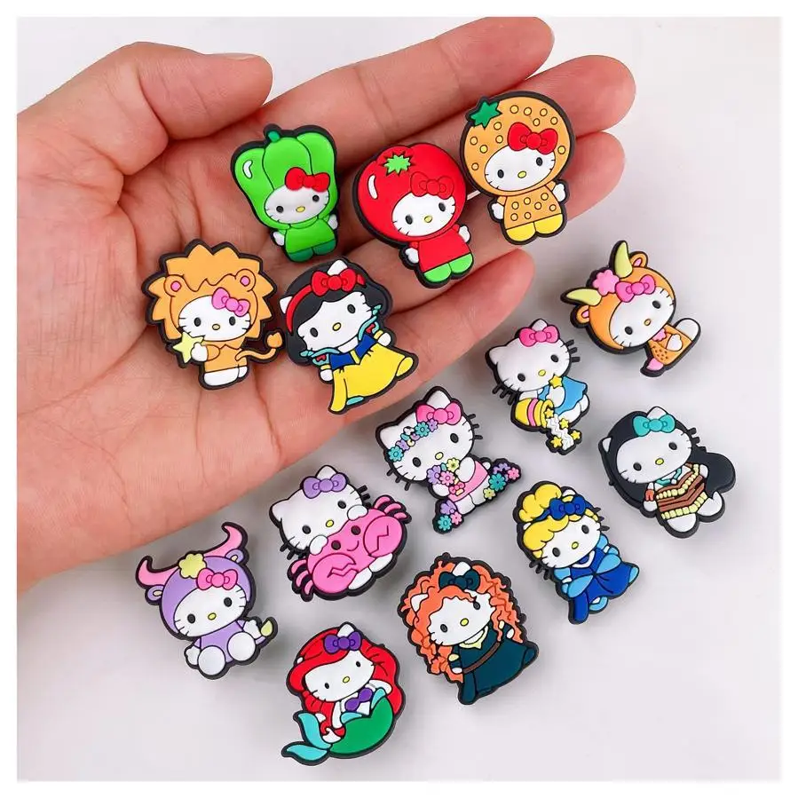 랜덤 10-100개 산리오 키티 쿠로미 시리즈 샌들용 슈참, PVC 신발 DIY 장식 액세서리 크리스마스 선물