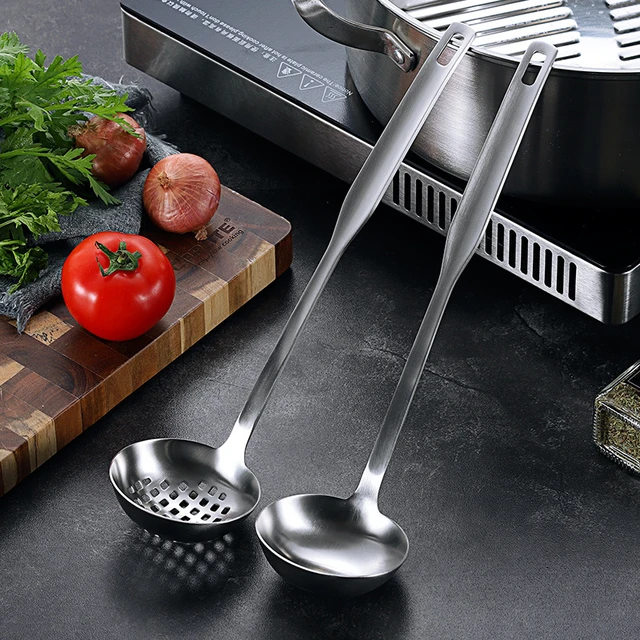 2pcs/set 304 Stainless Steel Deepening Slotted/Soup Spoon Set Cooking Hot Pot  Spoon Kitchen Little Kitchen Utensils Cooking Tool - AliExpress