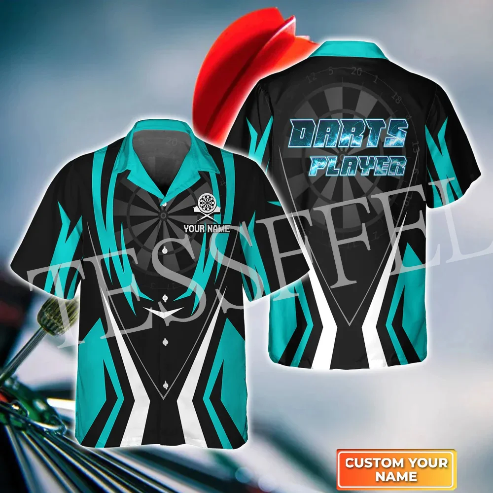 Custom Name Sports Player Darts Beer Club Tattoo 3DPrint Beach Hawaiian Collar Shirts Summer Harajuku Casual Funny Streetwear 4X