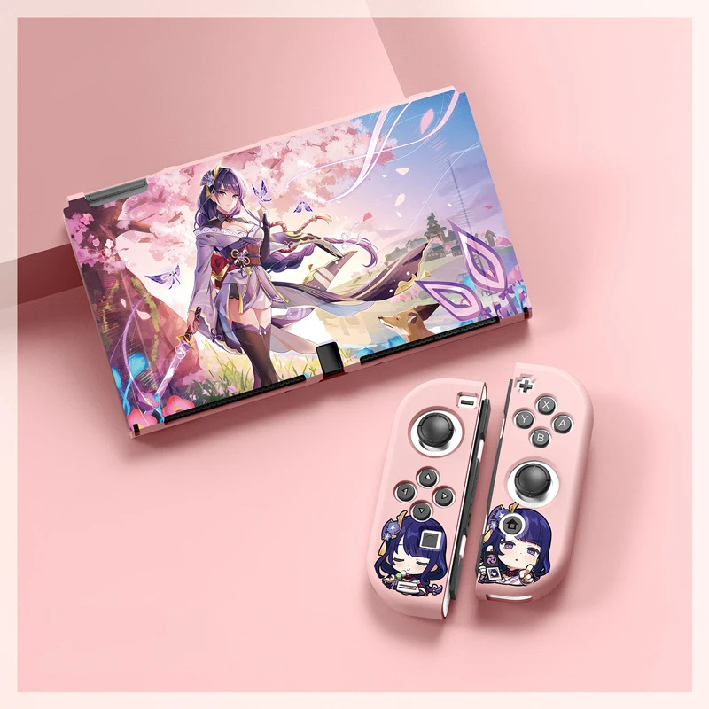 

Genshin Impact Raiden Shogun Switch Oled Case Cover for Nintendo Switch OLED Anmie Cute Kawaii Japanese Girl NS Oled Accessories