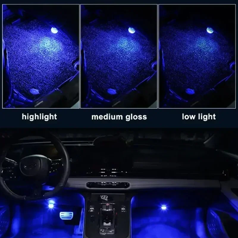 LED Car Interior Luce ambientale Decorazione Adesivo wireless Coda di bicicletta Auto Tetto Piede Atmosfera Lampada Luci subacquee con diamanti - Image 4
