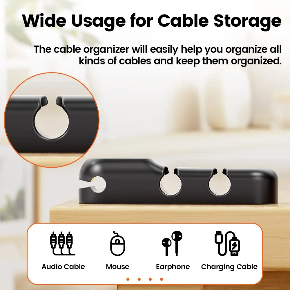 Cable Organizer Toocki Cable Wire Cord Management 7 Hole Holder USB Desktop Winder Clip Flexible Mouse Keyboard USB Type C Cable