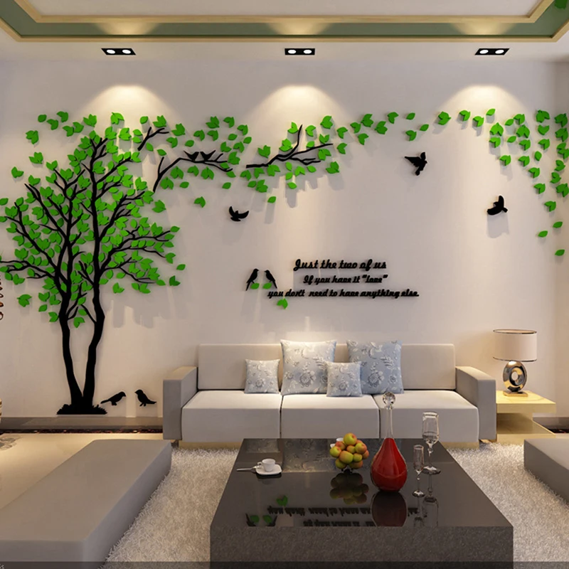 DIY Large Tree Sticker Wallpaper Acrylic Mirror Wall Stickers For Living Room TV Background Wall Home Decoration Mural Art Wall