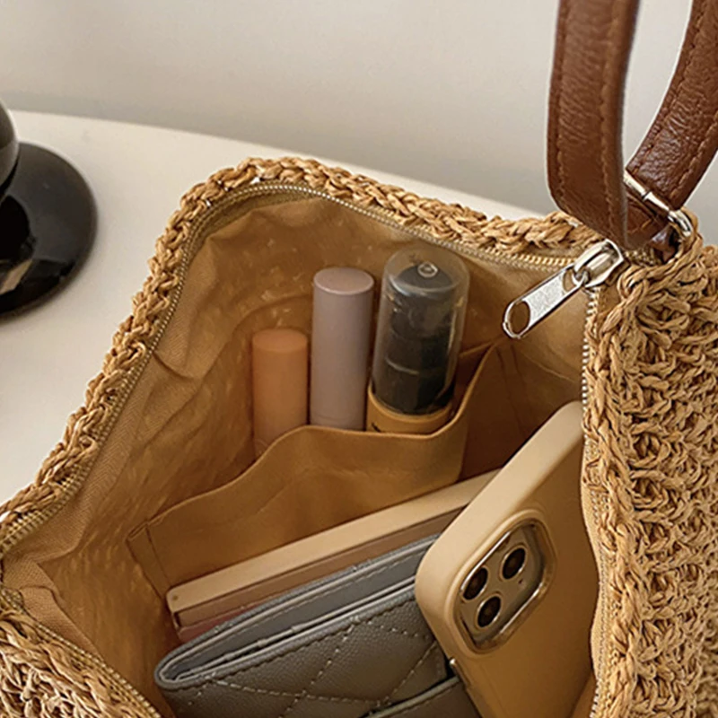 Summer Rattan Straw Bag For Women Knitted Beach Bag Bohemia Style Crossbody Bag Vacation Shoulder Bags Daily Clutch sac