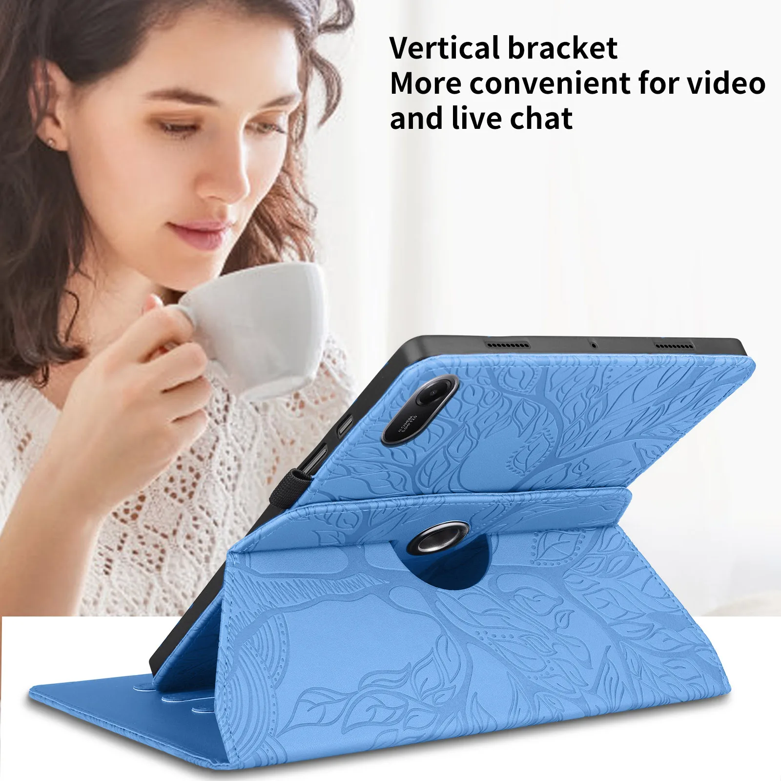 Premium 360° Rotating Leather Wallet Tablet Cover with Card Slots and Stand Function