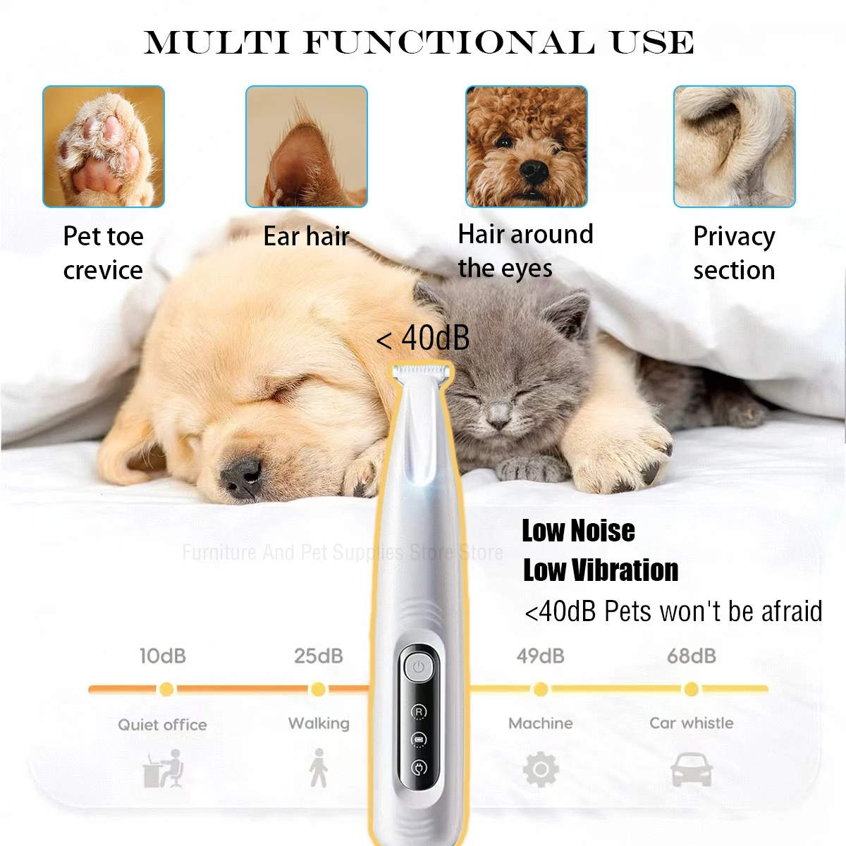 Waterproof Dog Paw Trimmer with LED Light & Display – Pet Hair Clippers for Grooming 4