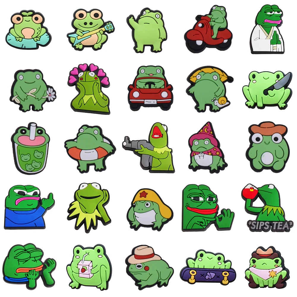Shoe Charms Funny Frog Shoe Charms Crocs Sandals Men Clogs Pins Women Badges Boy Girls Jeans Kids Decorations Shoes Accessories