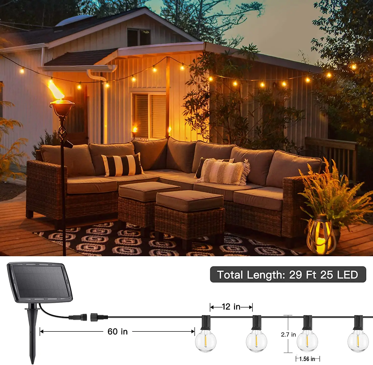 New Arrival LED G40 Retro Globe Solar String Light Bulbs Shatterproof Bulbs Weatherproof Strand Lamp for Garden Wedding Party