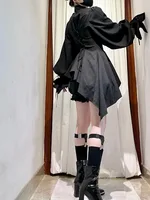 Kimutomo JK Shirts Women Japanese Vintage Lolita Irregular Blouse Lace Bandage Flare Sleeve Ruffles Y2k Aesthetic Kawaii Tops - Image 4