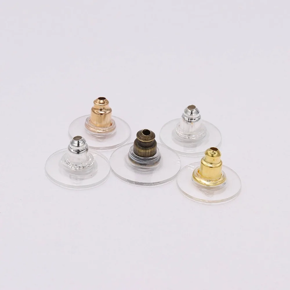 Earring Stoppers Gold Post Nuts Silicon Stud 100pcs/lot for Jewelry Making