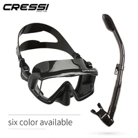 Cressi Swimming Diving Mask Snorkeling Scuba Snorkel Tempered Glass Three-Lens for Adults Pano3 Dry 2