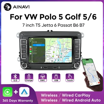 AINAVI Reproductor Multimedia para Auto MP5 de 7 Pulgadas con CarPlay y Android Auto para VW POLO GOLF 5 6 Plus PASSAT JETTA TIGUAN TOURAN 1