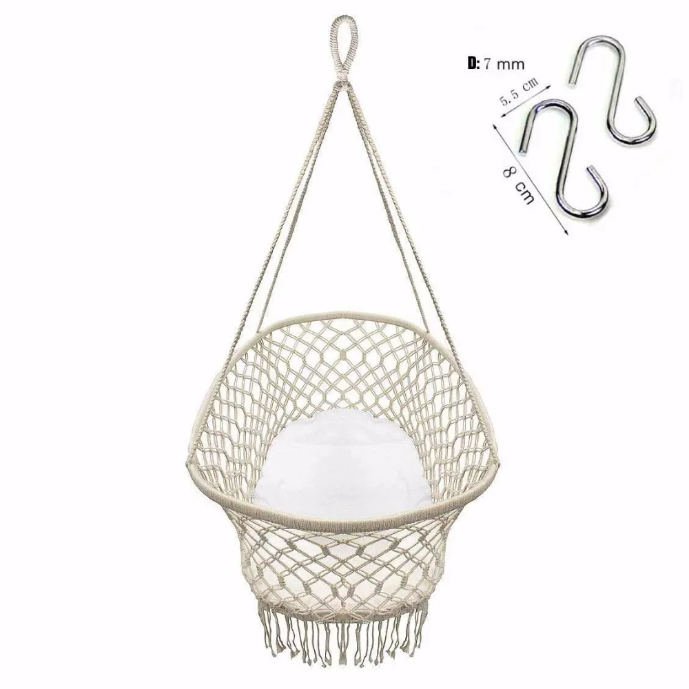 Baby Crib Cradle, Hanging Bassinet and Portable Swing for Infant Nursery Rope Fringe Measures 35" L X 23.25" W X 14" H