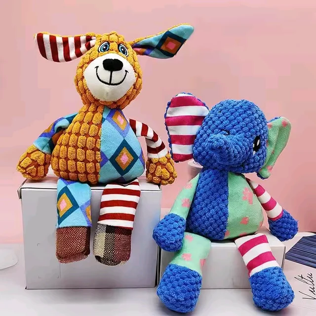 Pet Plush Toy Cat Dog Interactive Teething Toy Animals Bite Resistant Interactive Squeaky Pet Dog Teeth Cleaning Chew Toy 5