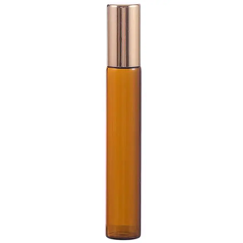 3/5/10ML Amber Glass Roller Perfume Bottle Empty Mini Roll on Gold Black Cap Cosmetics Sample Tube Thin Vials Refillable Bottle 3