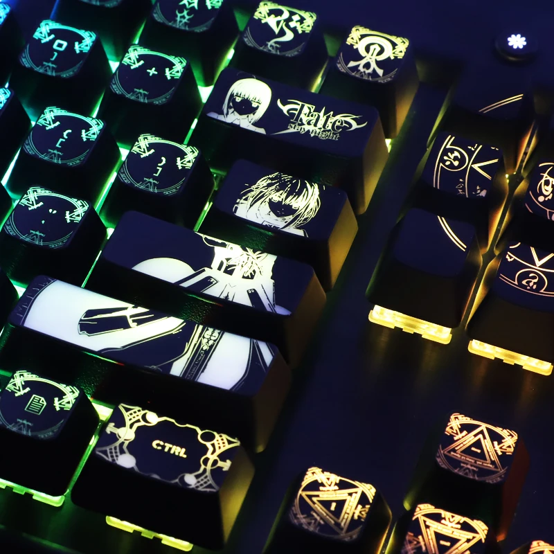 Chaves Conjunto para Fate Stay Noite Sabre Teclado Mecânico Keycaps para Corsair K70 K95 Razer Cereja High-end Backlit 104 - Imagem 2