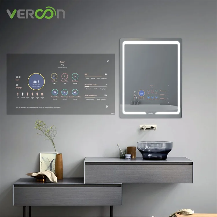 

Vercon 2021 Hot Sale Illuminated LED Vanity Magic Android Touch Screen Smart Bathroom Mirror