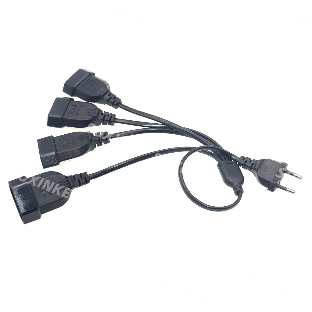 EU CEE7/16 Male to Female Dual Output,2 Ways Outlet Extension Cord European 2 Prong M/F Power Splitter Cable. — view 6